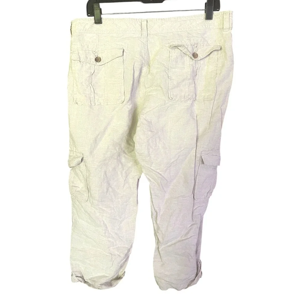 Banana Republic Beige Cotton‎ Linen Cropped Cargo Pants 12